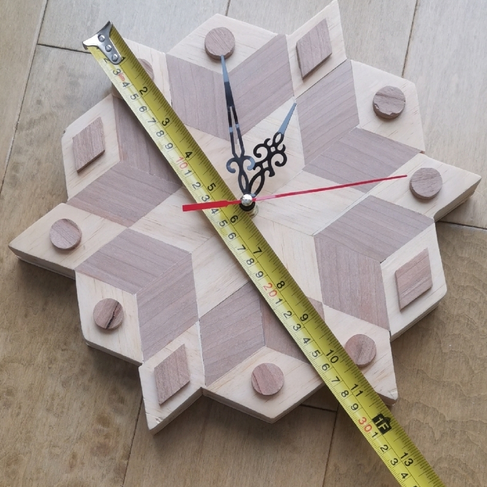 Geometric Wooden Mosaic Wall Clock - Picture 11 of 11
